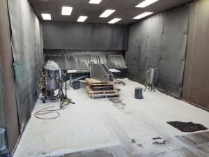 Glass Blasting: EFCO metal finishing Milwaukee's glass blast room